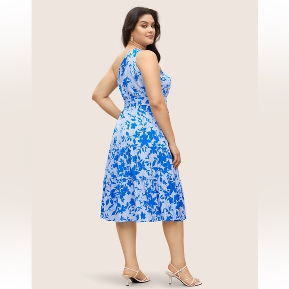 Bloomchic Silhouette Floral Print One Shoulder Belted Dress XL us14-16 - Picture 2 of 8